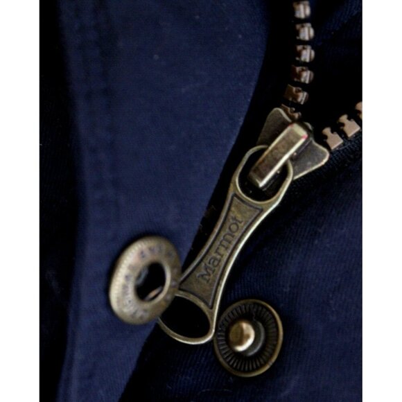 Marmot Women Jacket Chelsea 650 Fill Parka Down Hooded Faux Fur Blue Sz XS - Picture 4 of 15